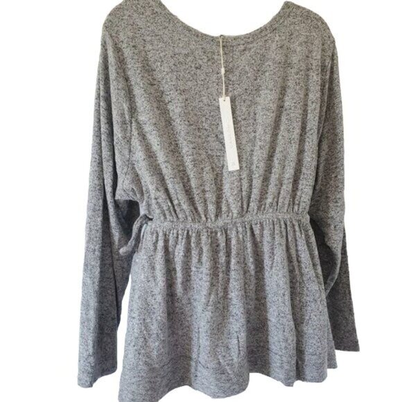 NWT CASLON Womens Sweater SZ S Gray Peplum Drawstring Soft Stretch Long Sleeve - Picture 3 of 8